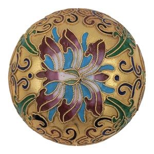 Vintage Lillian Vernon Cloisonné Paper Weight Flat Bottom - Lotus Flower/Floral